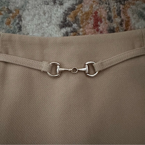 Preppy Tan Skirt with Buckle Accent - Picture 4 of 7